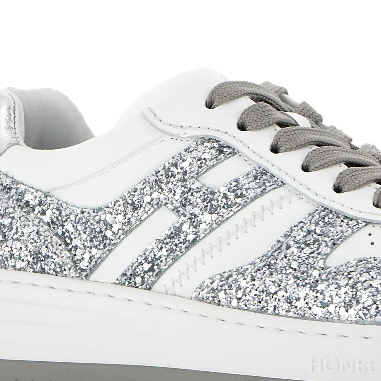 HOGAN Sneakers H630 Glitter Donna Bianco Argento GYW6300EU50SE90351 BIANCO/ARGENTO 