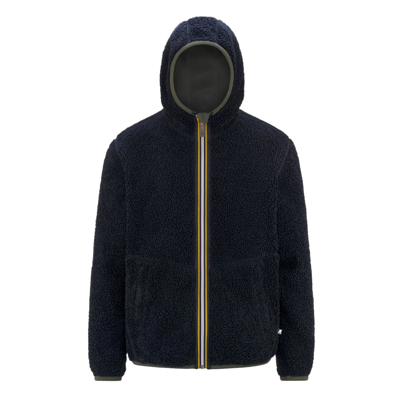 K-WAY Felpa Jack Sherpa Polar Pile Uomo Verde Blu Navy K71237W AF0 VERDE/BLU NAVY 