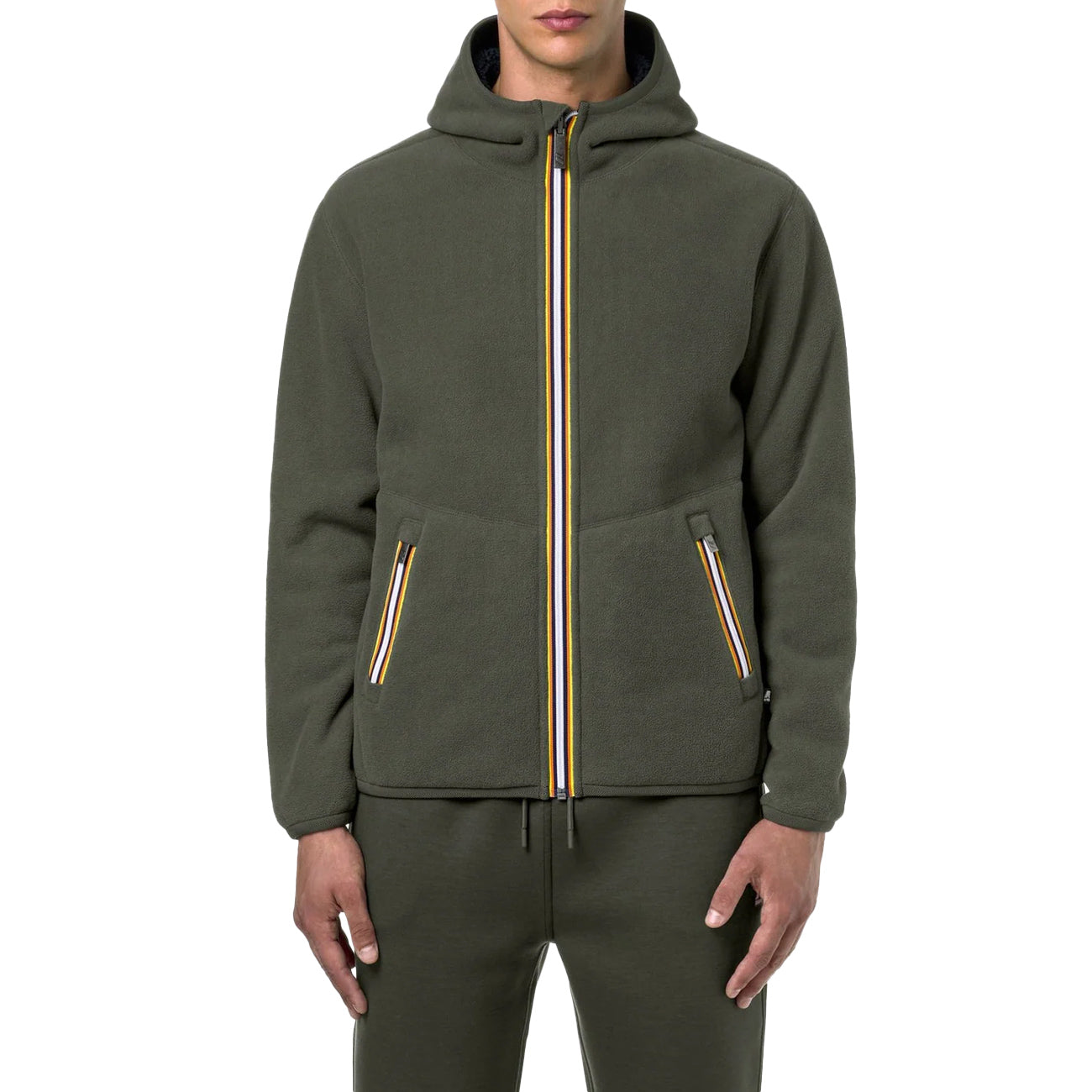 K-WAY Felpa Jack Sherpa Polar Pile Uomo Verde Blu Navy K71237W AF0 VERDE/BLU NAVY 