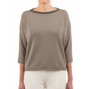 LE TRICOT PERUGIA Pullover Con Scollo A Barca Donna Taupe Grey 46546 9076 D.TAUPE+D.GREY 