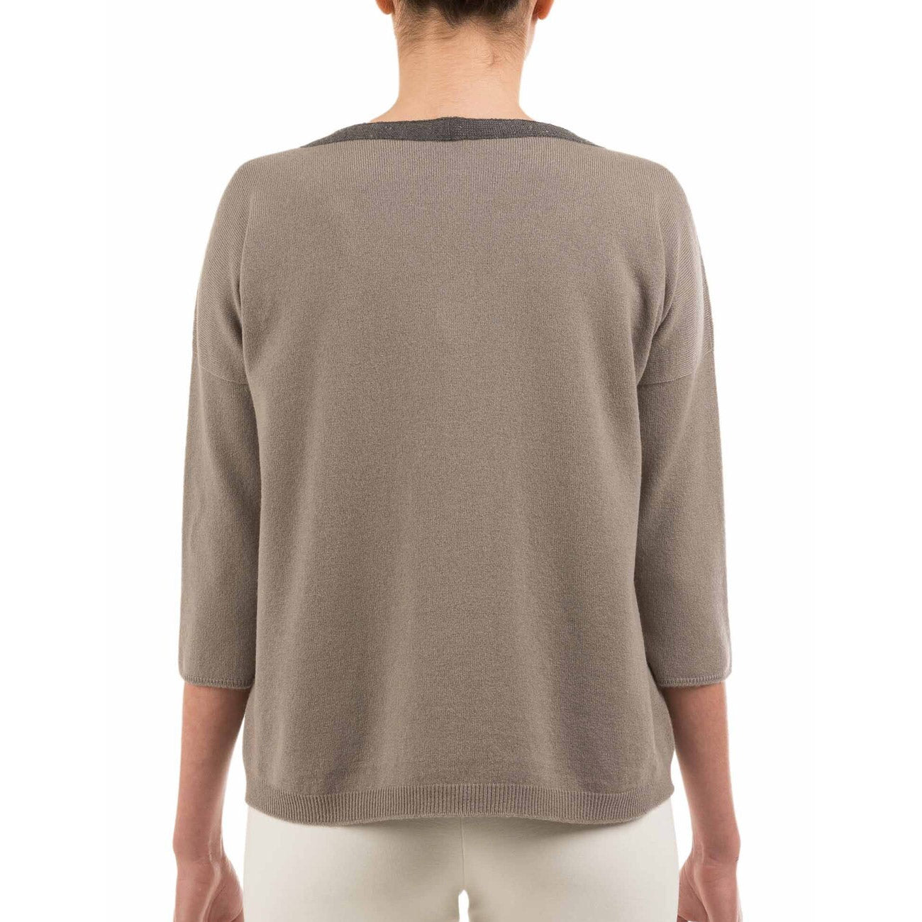 LE TRICOT PERUGIA Pullover Con Scollo A Barca Donna Taupe Grey 46546 9076 D.TAUPE+D.GREY 