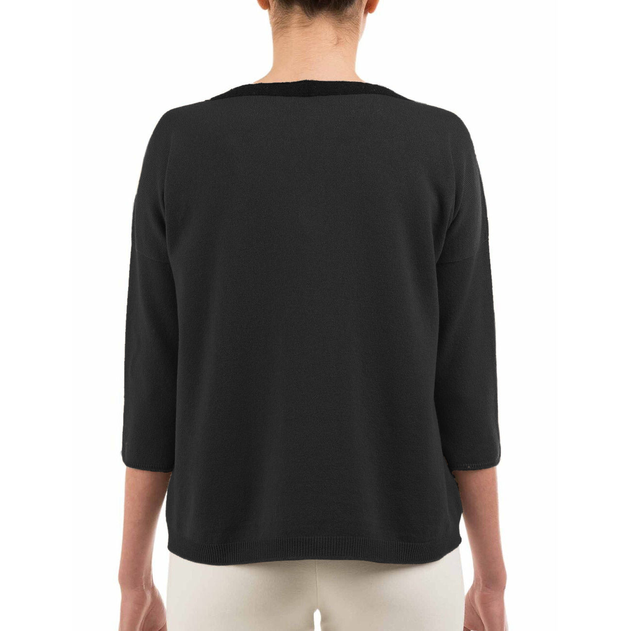 LE TRICOT PERUGIA Pullover D. Scol.Barca M. 3/4 Lana/Cashmere Le Tricot Perugia 46546 999 BLACK 