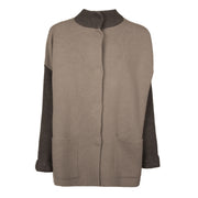 LE TRICOT PERUGIA Giacca In Lana E Cashmere Donna Dark Taupe E Dark Grey 46839 9076 D.TAUPE+D.GREY 