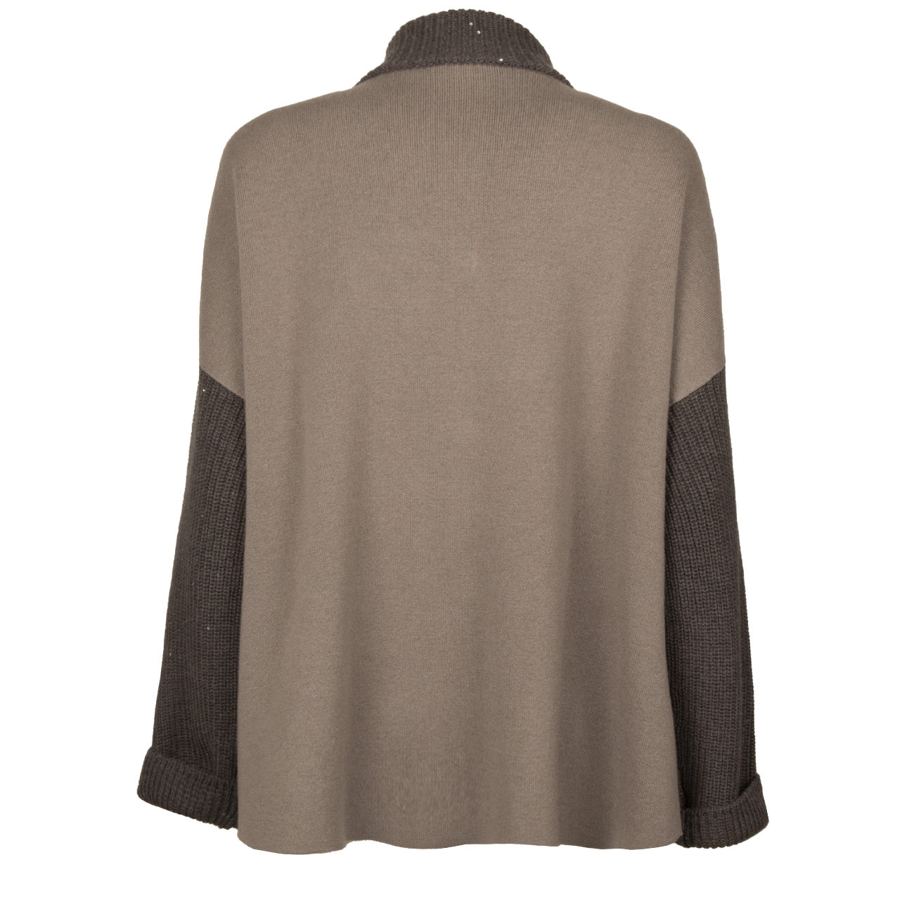 LE TRICOT PERUGIA Giacca In Lana E Cashmere Donna Dark Taupe E Dark Grey 46839 9076 D.TAUPE+D.GREY 