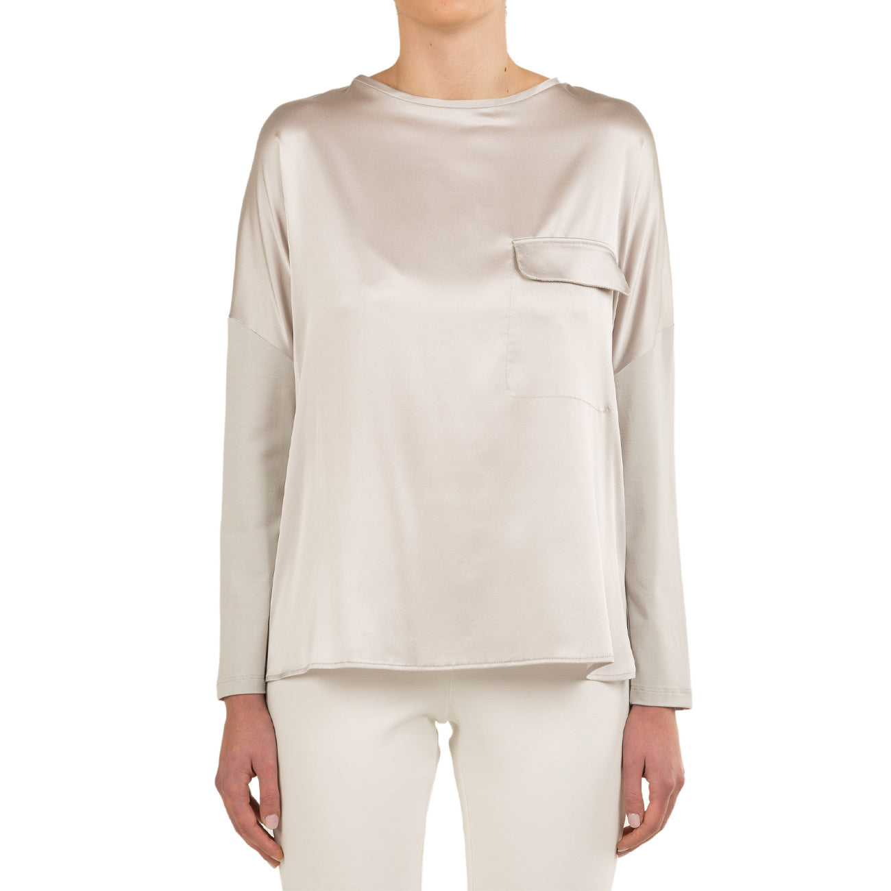 LE TRICOT PERUGIA Blusa In Viscosa Donna Light Grey 66447 5368 LIGHT GREY 
