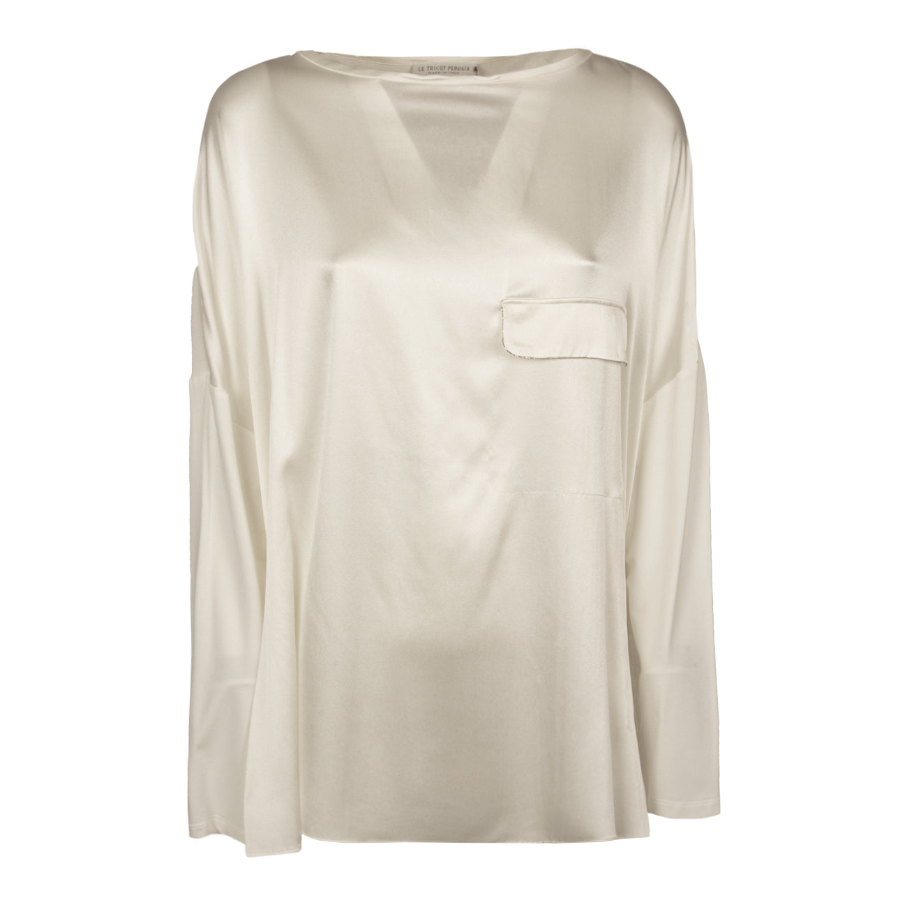 LE TRICOT PERUGIA Blusa In Viscosa Donna White + Off White 66447 9184 WHITE+OFF WHITE 