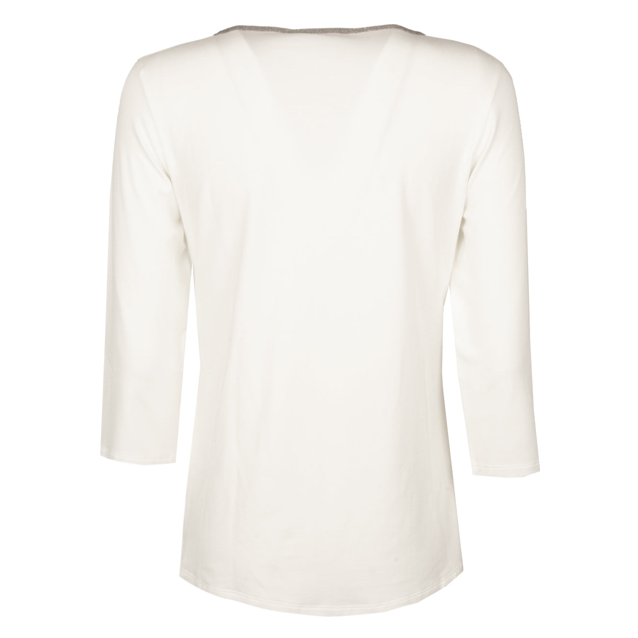 LE TRICOT PERUGIA T.Shirt In Viscosa Stretch Donna Off-White & Taupe 66449 9433 OFFWHT+OFFWHT+TAUPE 
