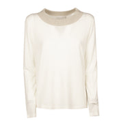 LE TRICOT PERUGIA Maglia In Lana Stretch Donna Bianca E Beige 66458 9295 WHITE+BEIGE 