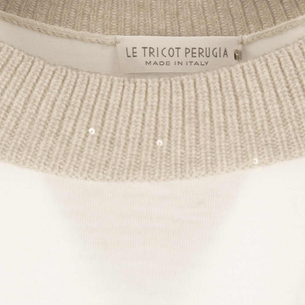 LE TRICOT PERUGIA Maglia In Lana Stretch Donna Bianca E Beige 66458 9295 WHITE+BEIGE 
