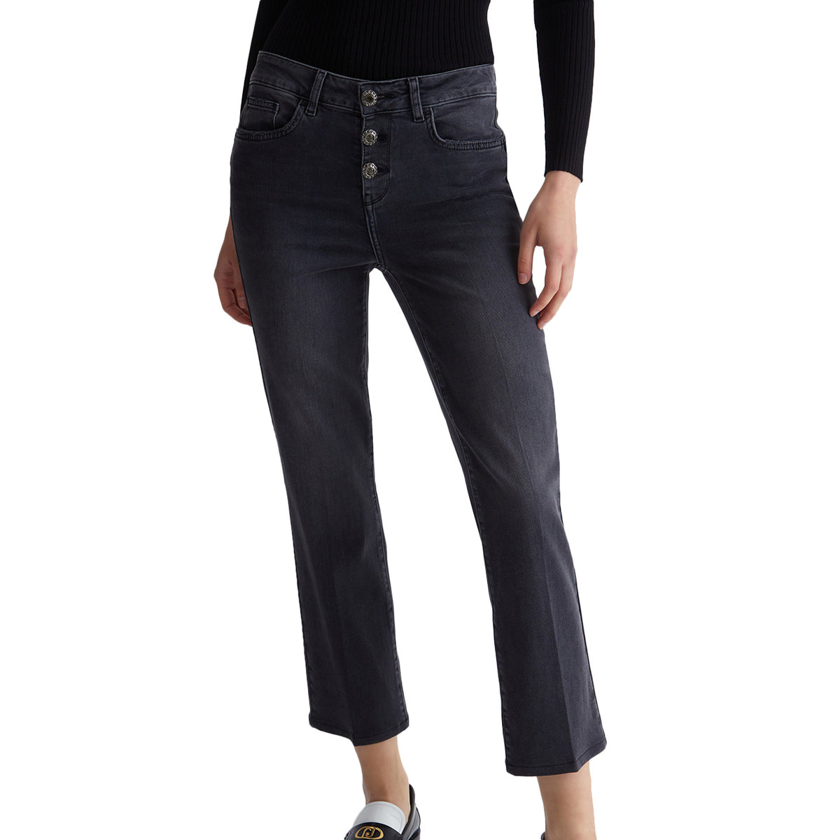 LIU JO Jeans Bootcut Cropped Princess Donna Black Seductive UF3040D4391 87307 DEN.BLACK SEDUCTIVE 