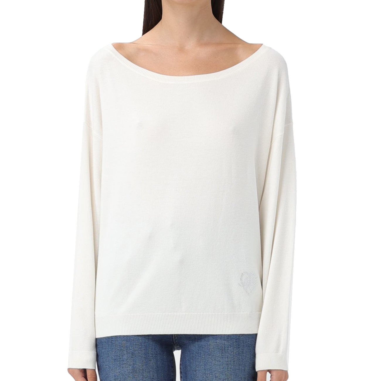 LIU JO Maglia Collo Barca Color Donna Bianco Lana WF3128MA18F 10701 BIANCO LANA 