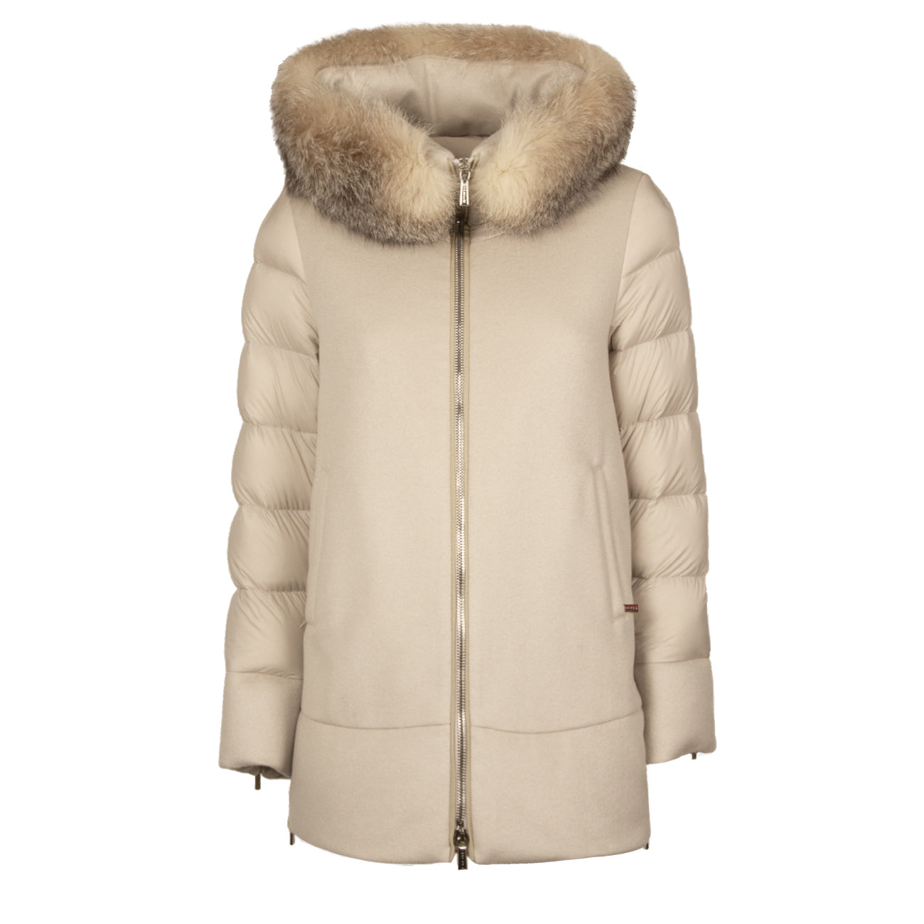 MOORER Cappotto Fresia In Lana Con Pelliccia Donna Marmo MODGI300007 U0105 MARMO 