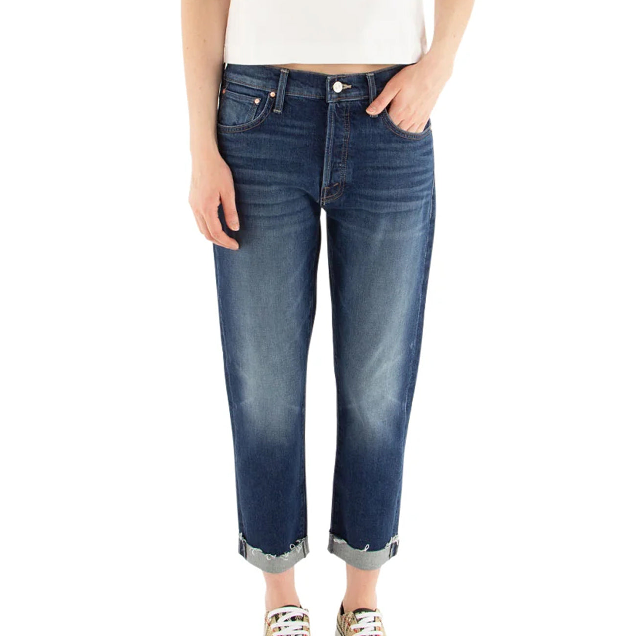 MOTHER Jeans The Scrapper Cuff Ankle Fray Superior Donna Let'S Wine About It 1036-259/C-WAI LETS WINE ABOUT IT 