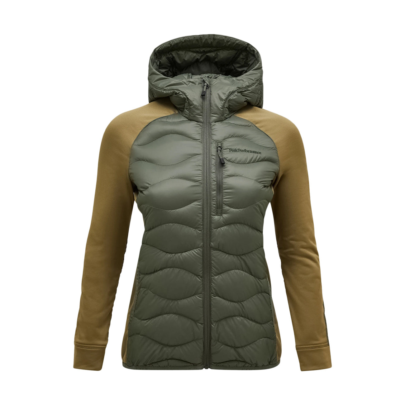 PEAK PERFORMANCE Giacca Helium Down Hybrid Onde Donna Pine Needle Snap Green G79445 030 PINE NEEDLE/SNAP GREEN 