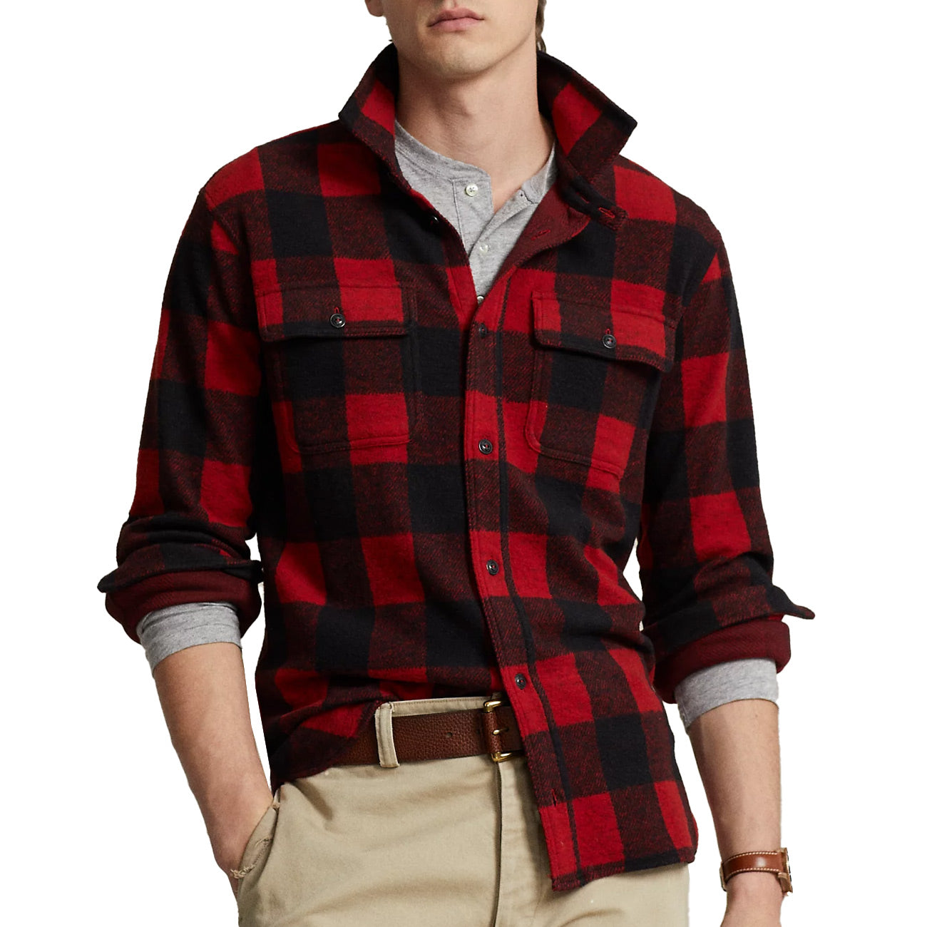 POLO RALPH LAUREN Camicia Sportiva Uomo Madison Red Polo Black 710881648 004 MADISON RED/POLO BLACK 
