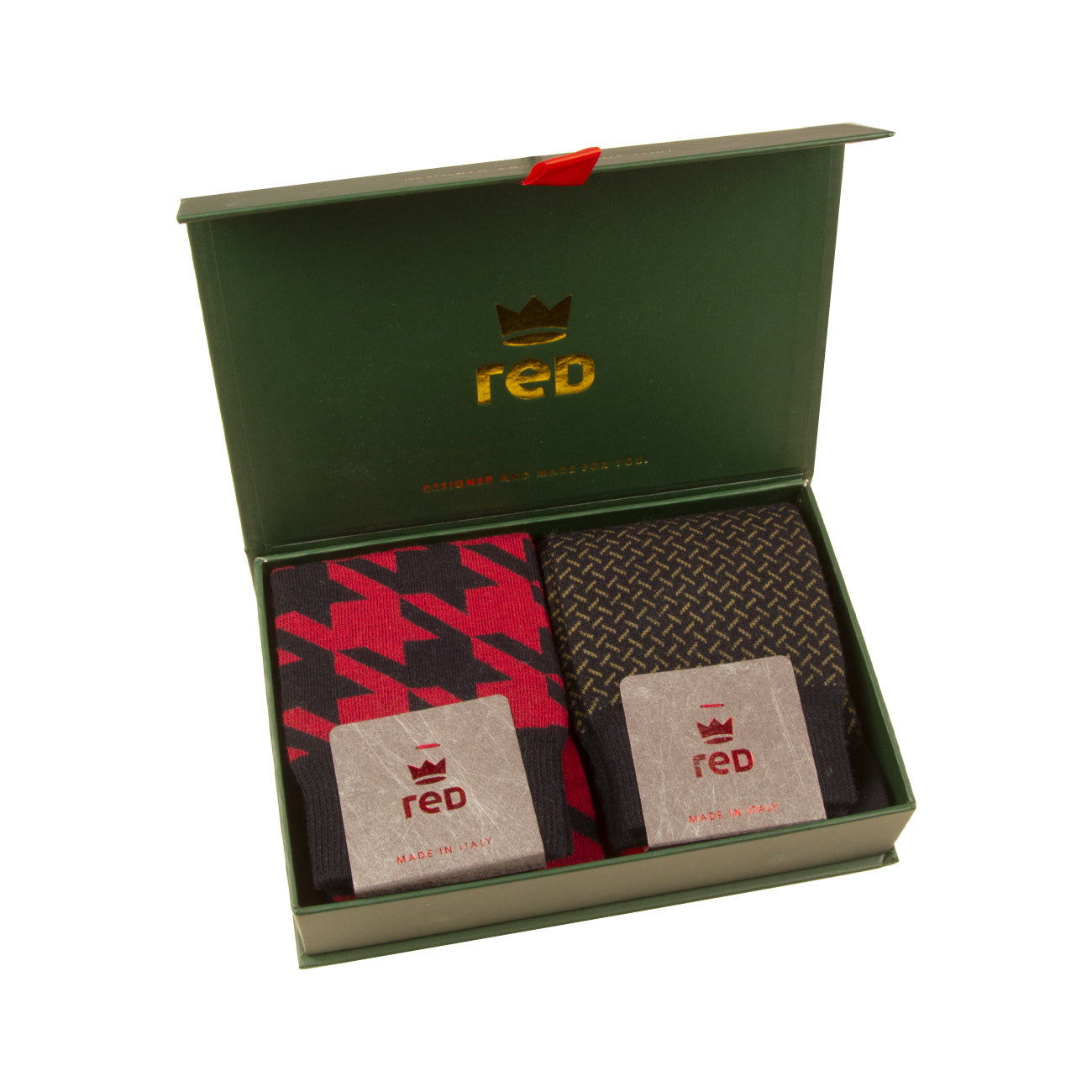 RED SOX Gift Box Bipack Pied De Poule E Intreccio Uomo Blu 64150G2 V0011 BLU 