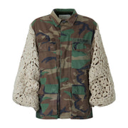 TU LIZE' Giacca Army Of Love Crochet Fiore Donna Beige TZWAL015 BEIGE 