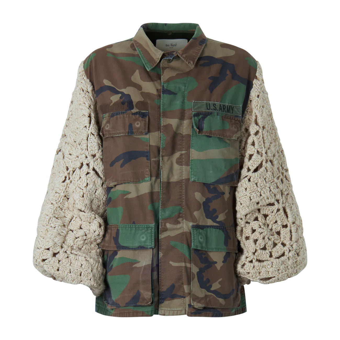 TU LIZE' Giacca Army Of Love Crochet Fiore Donna Beige TZWAL015 BEIGE 