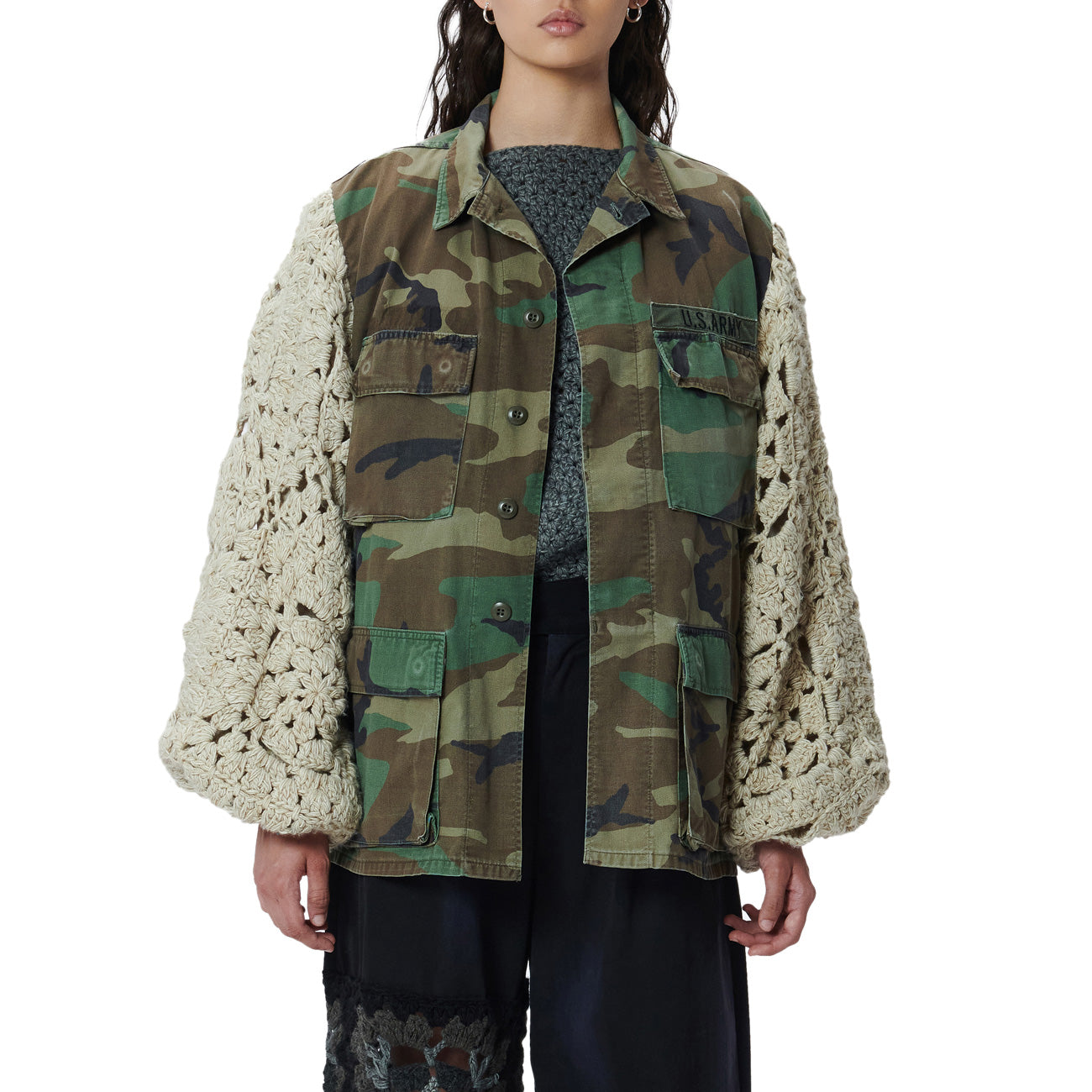 TU LIZE' Giacca Army Of Love Crochet Fiore Donna Beige TZWAL015 BEIGE 