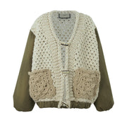 TU LIZE' Cardigan In Lana TZWMC008 VERDE/BEIGE 