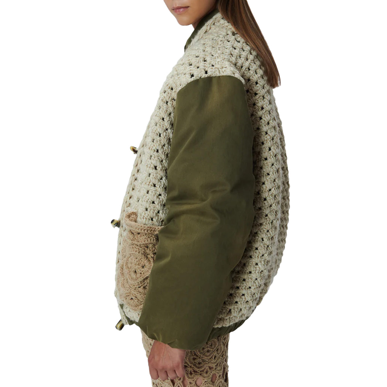 TU LIZE' Cardigan In Lana TZWMC008 VERDE/BEIGE 