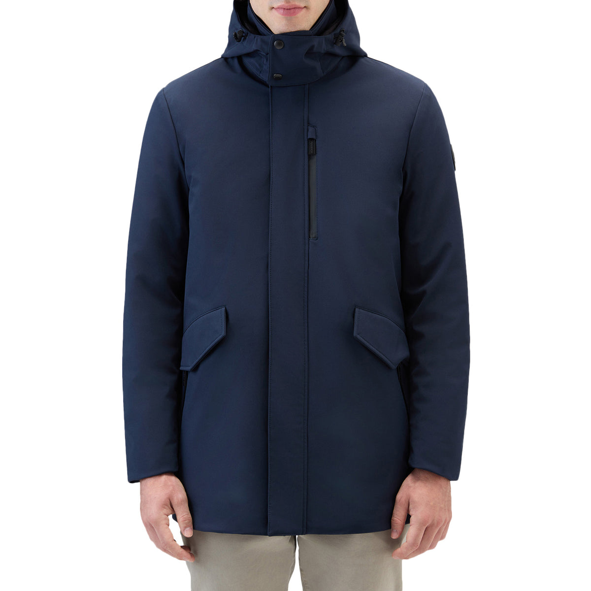 WOOLRICH Cappotto Barrow Mac In Tech Softshell Uomo Melton Blue CFWOOU0792MRUT3496 3989 MELTON BLUE 