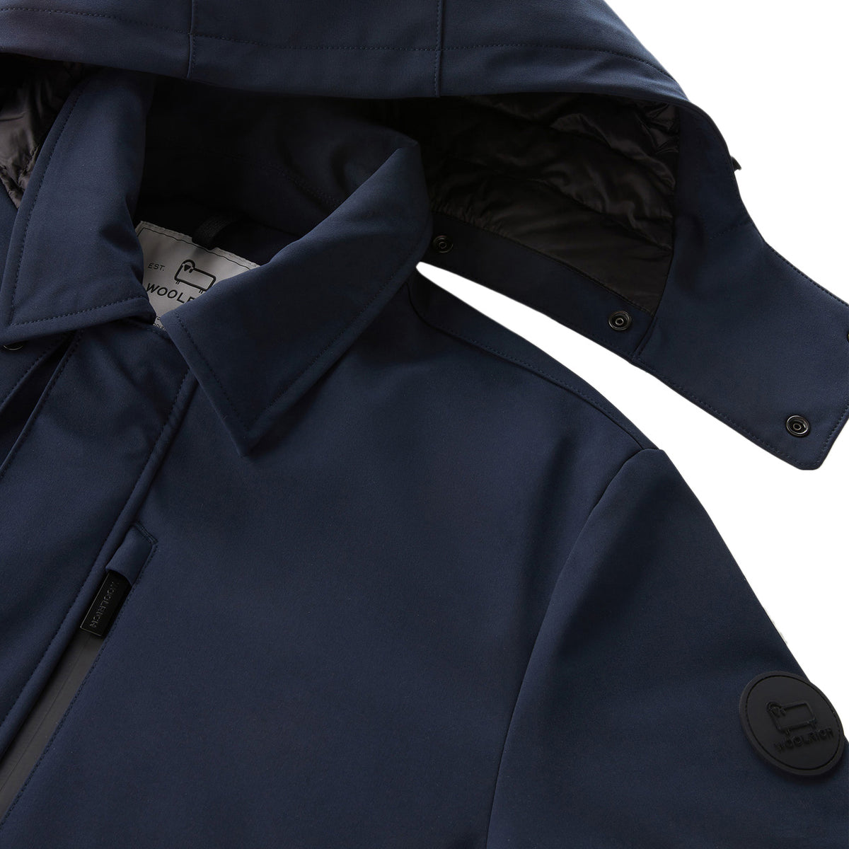 WOOLRICH Cappotto Barrow Mac In Tech Softshell Uomo Melton Blue CFWOOU0792MRUT3496 3989 MELTON BLUE 
