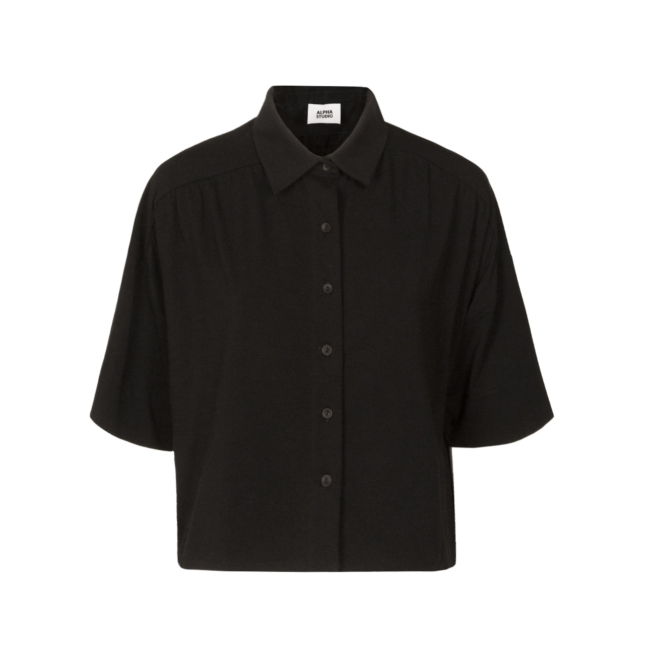 ALPHA STUDIO Camicia Crop Donna Nero AD-6671L 2161 NERO 