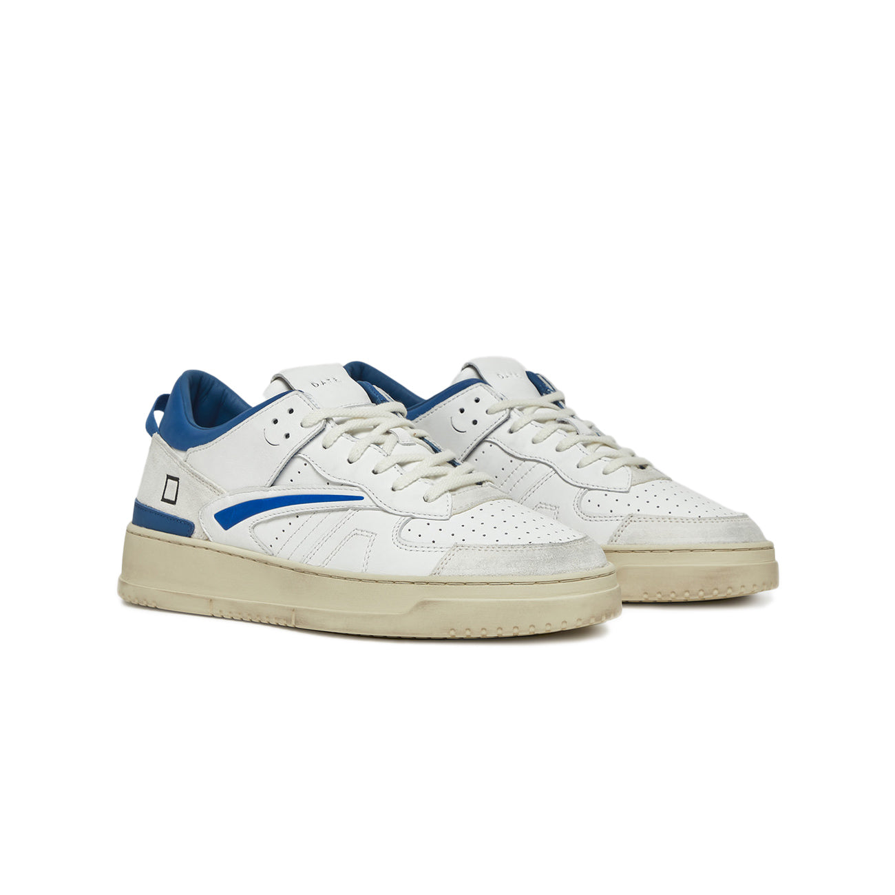 D.A.T.E. Sneakers Torneo Leather Uomo White Bluette M401-TO-LE-WE WHITE/BLUETTE 