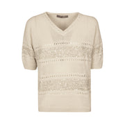 D.EXTERIOR Maglia Scintille Donna Beige 58403 10LIN-LINO 