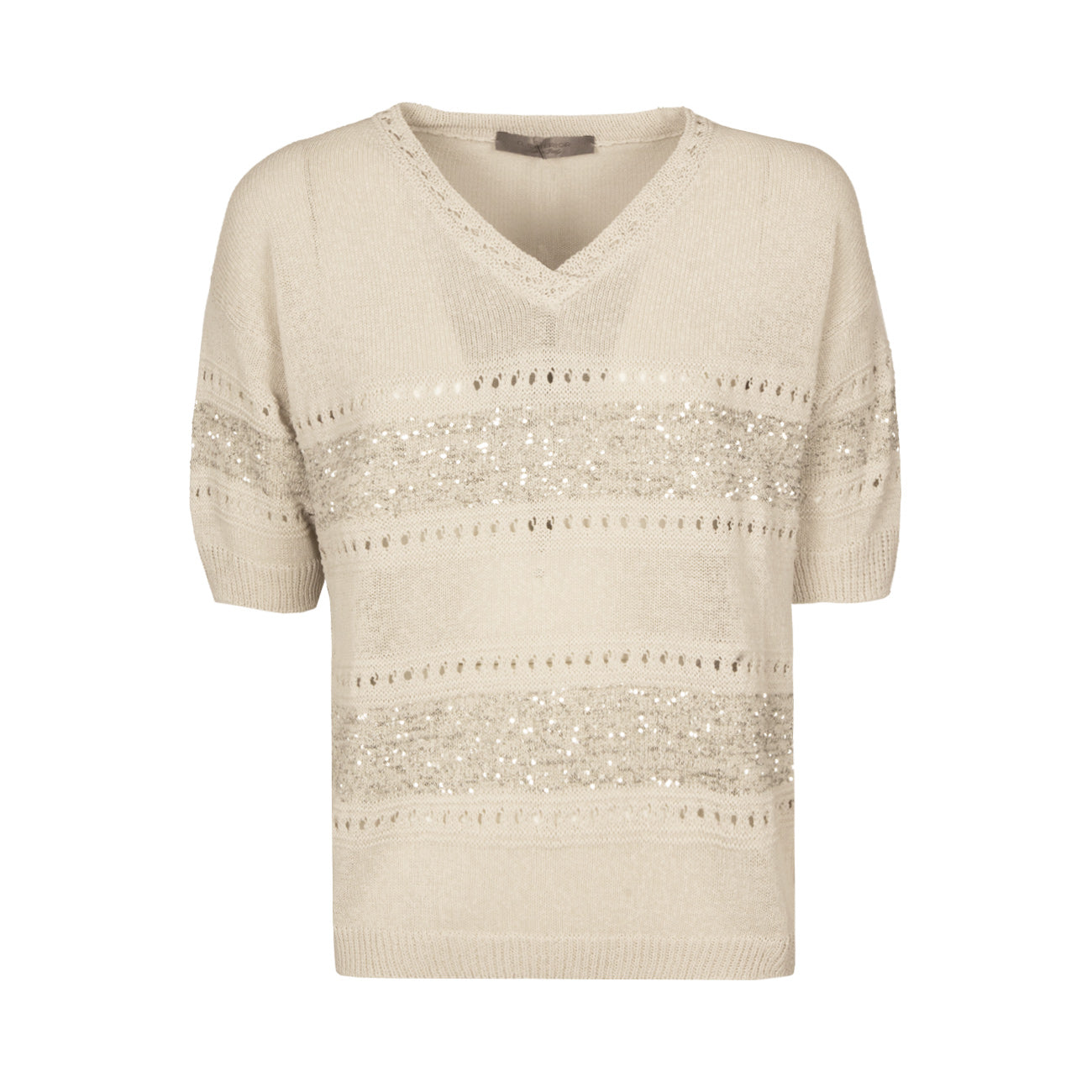 D.EXTERIOR Maglia Scintille Donna Beige 58403 10LIN-LINO 