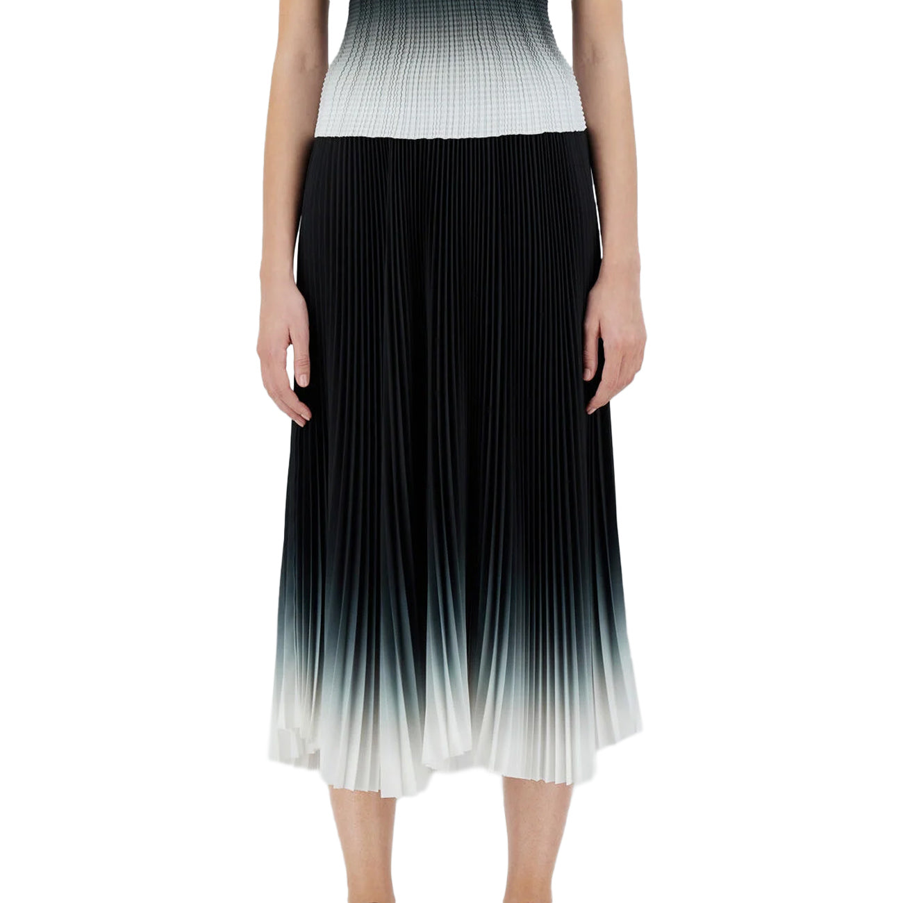 HERNO Gonna Plisset Degrade' Donna Nero Bianco GN000022D12621 9310 NERO/BIANCO 