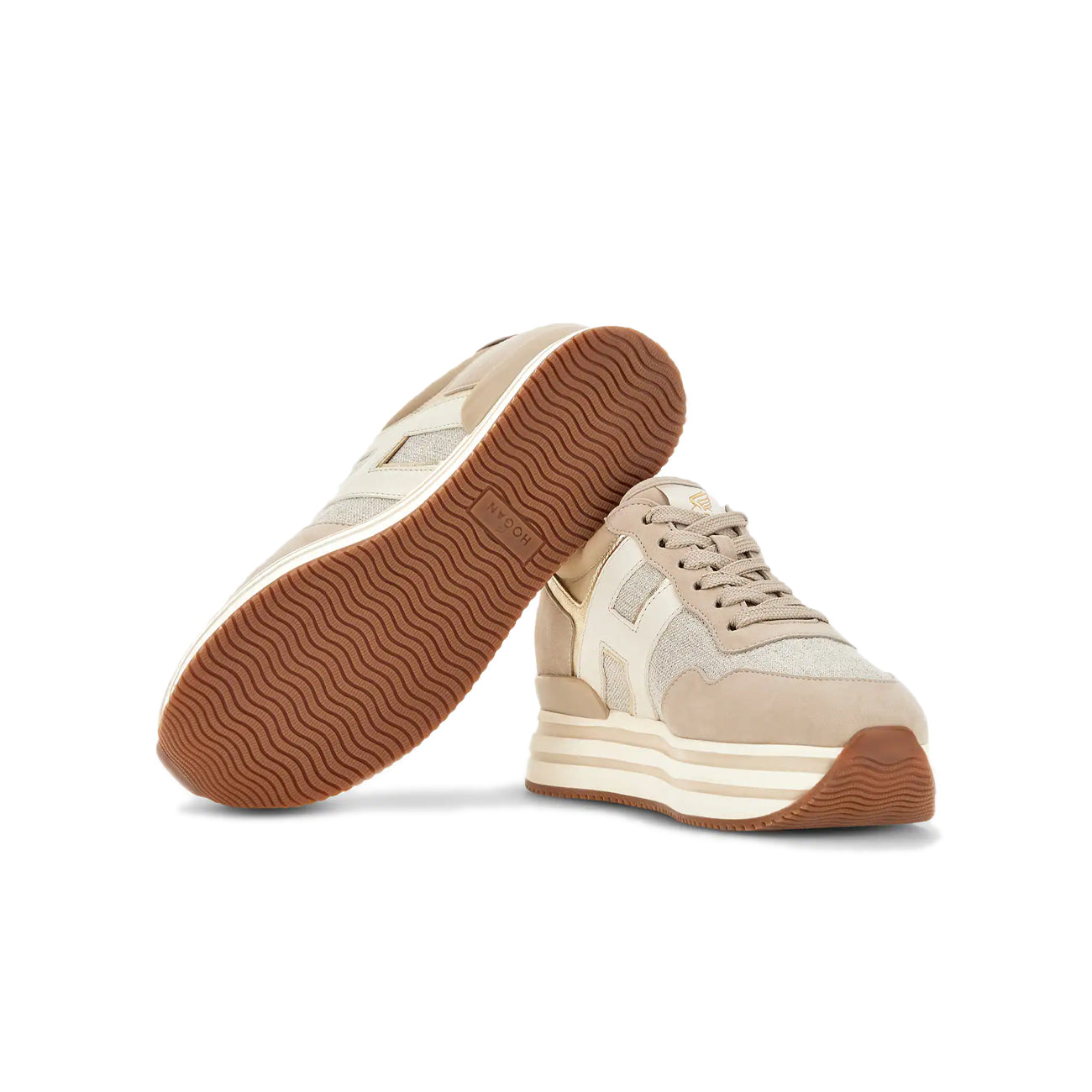 HOGAN Sneakers H483 Midi Platform Donna Beige Naturale HXW4830CB80T1N0US3 BEIGE NATURALE 
