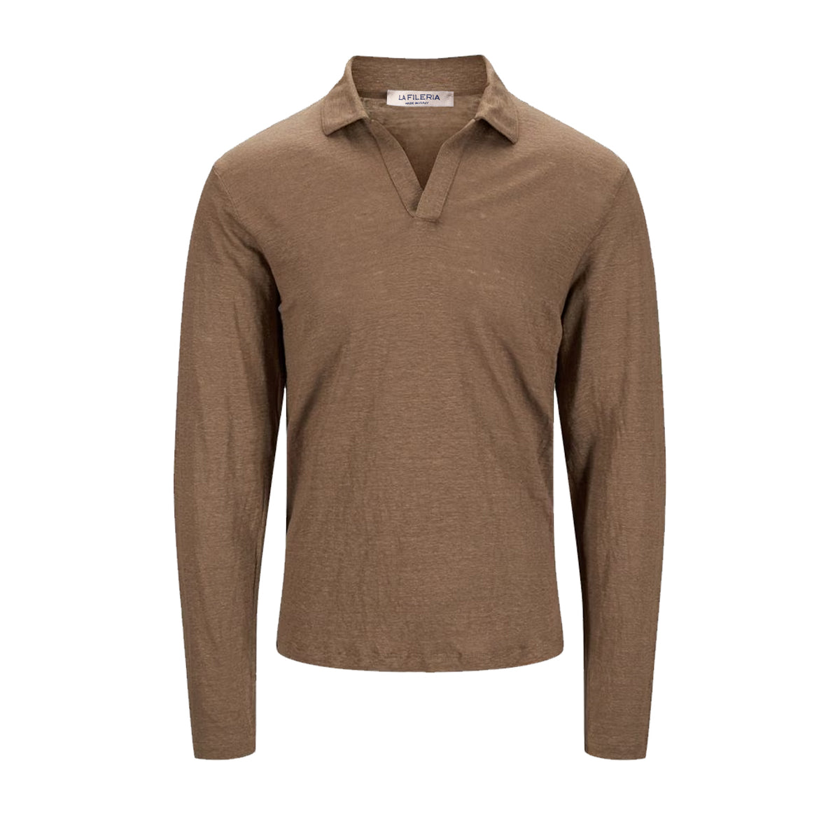 LA FILERIA Polo In Lino Uomo Fango 60188/96803 410 FANGO 