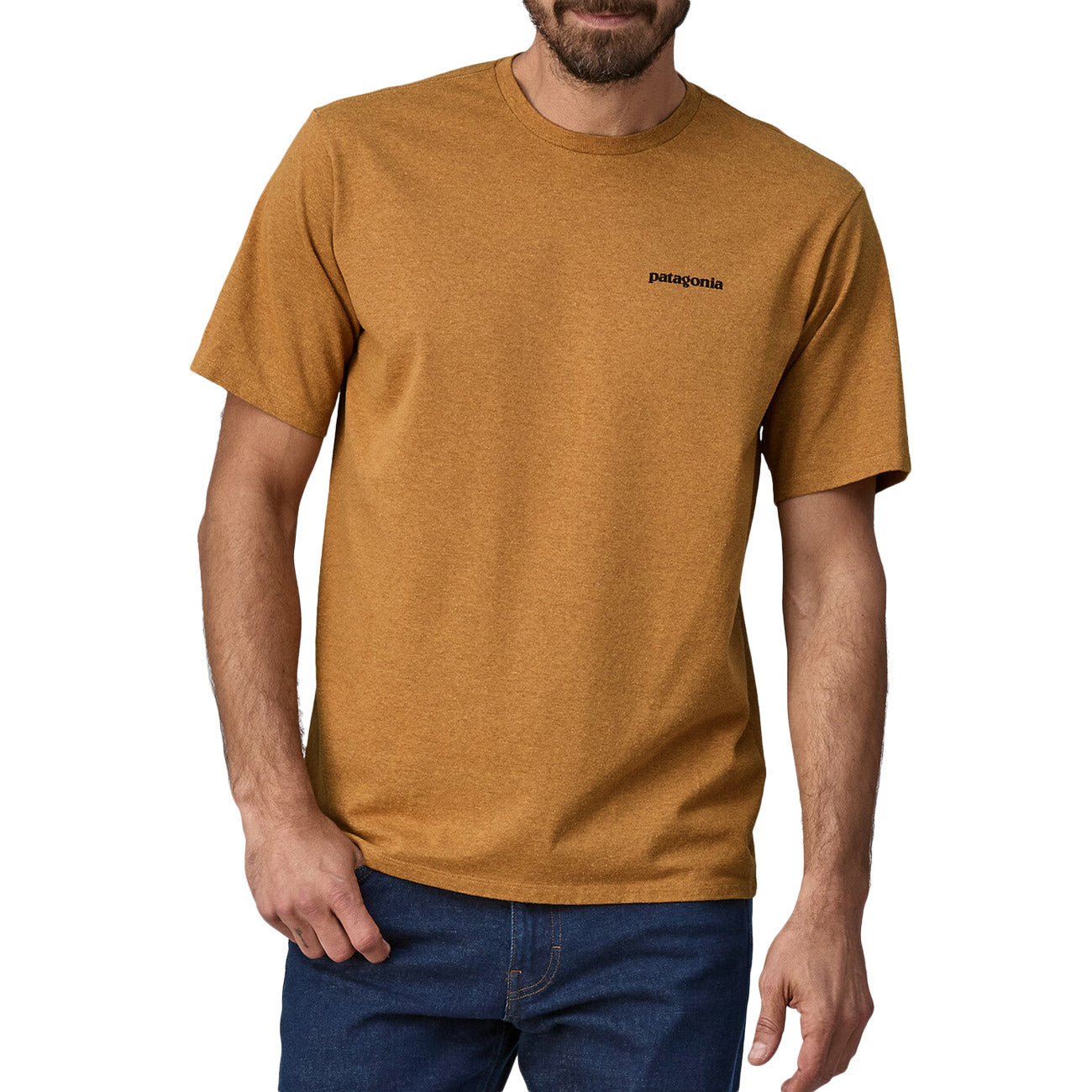 PATAGONIA T-Shirt Logo Responsibili-Tee Uomo Black 38504 POLG P6 OUTLINE GOLDEN CARAMEL 