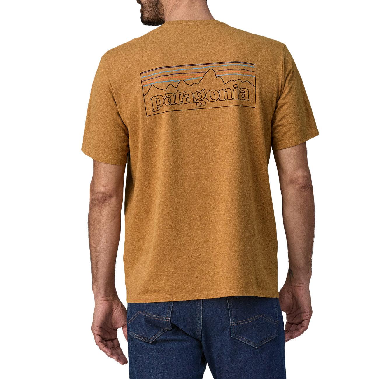 PATAGONIA T-Shirt Logo Responsibili-Tee Uomo Black 38504 POLG P6 OUTLINE GOLDEN CARAMEL 