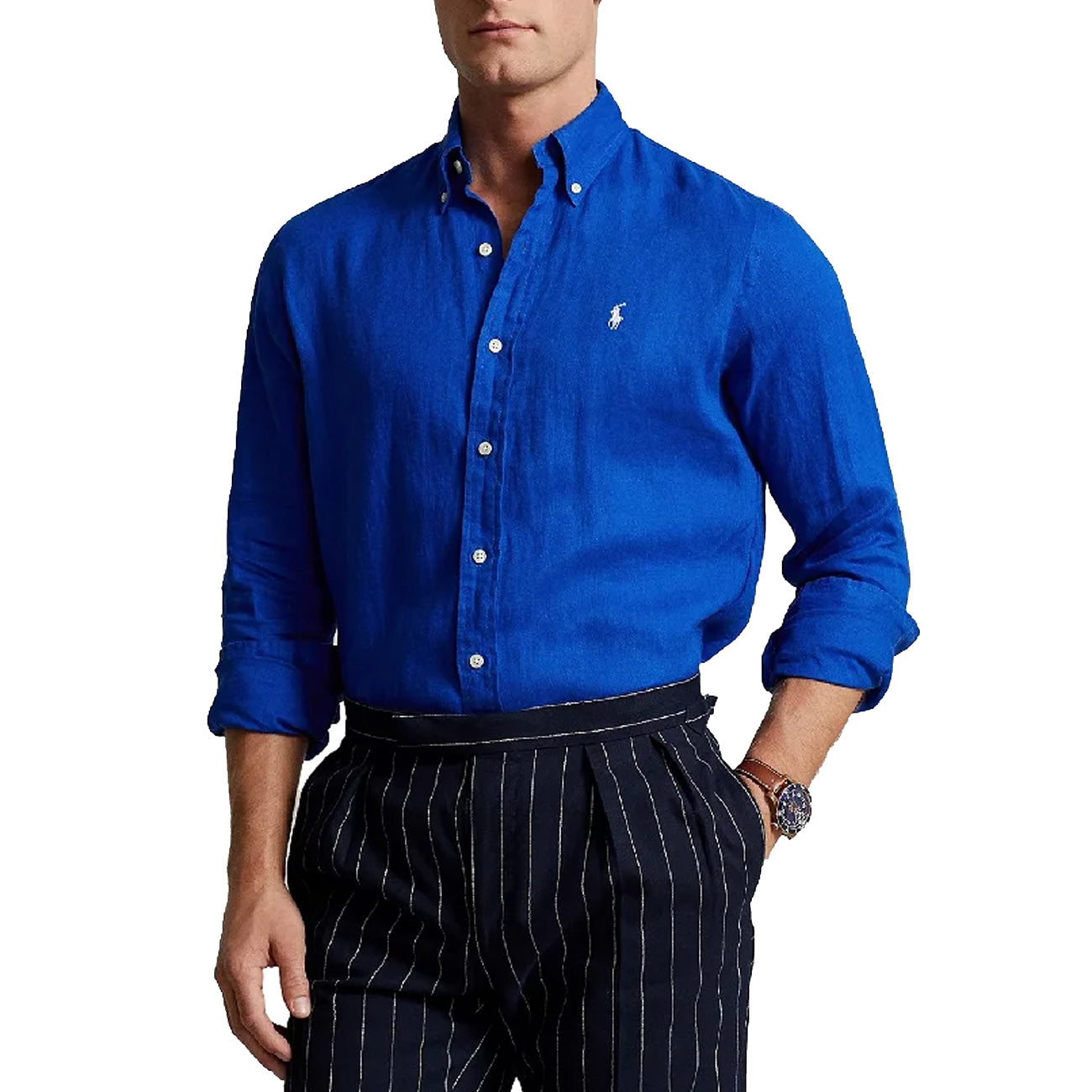 POLO RALPH LAUREN Camicia In Lino Uomo Heritage Blue 710829443 025 HERITAGE BLUE 