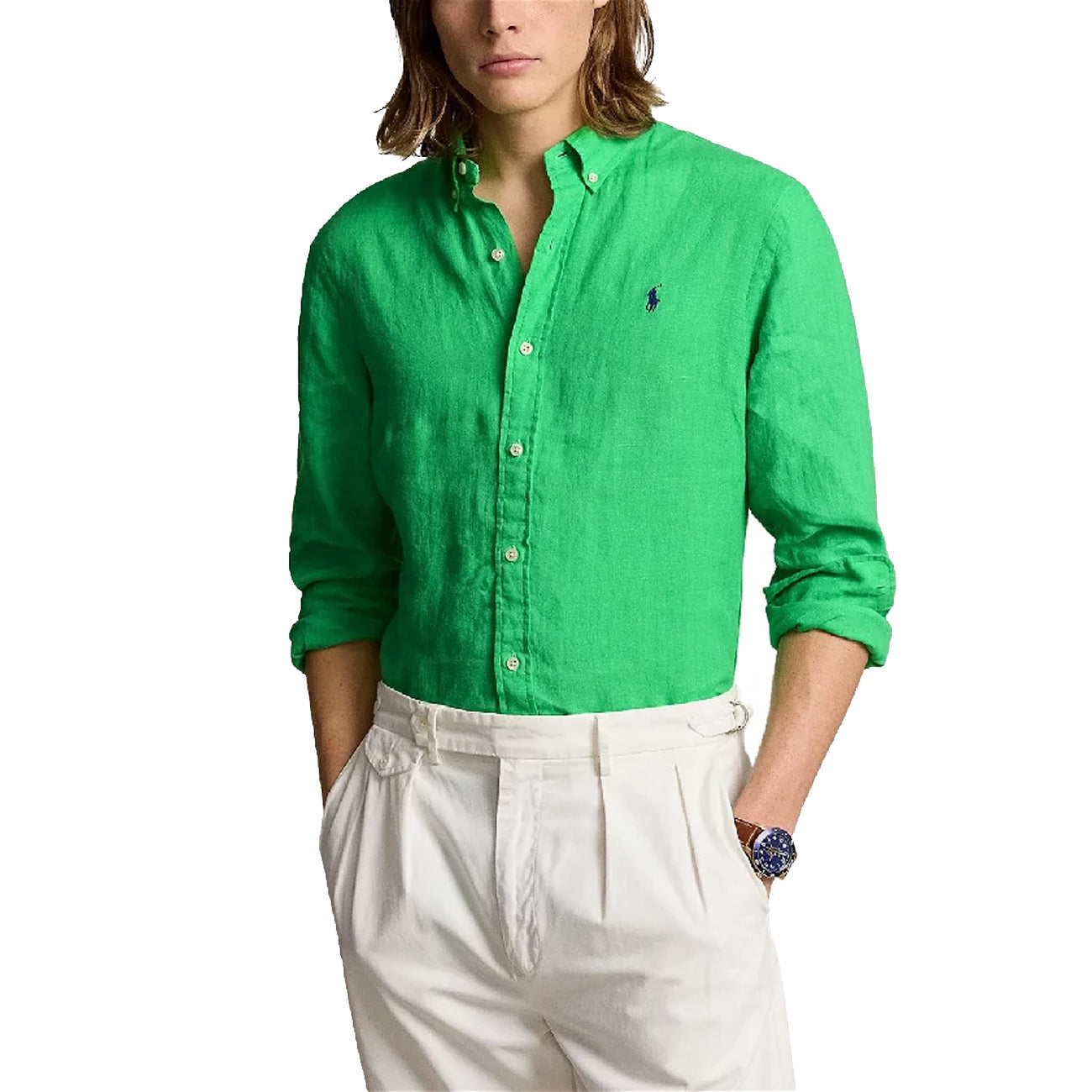 POLO RALPH LAUREN Camicia In Lino Uomo Classic Kelly 710829443 026 CLASSIC KELLY 