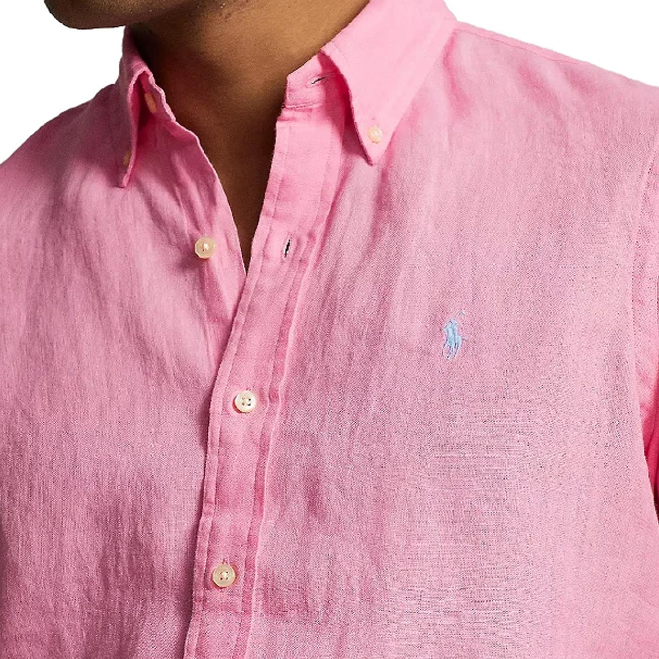 POLO RALPH LAUREN Camicia In Lino Uomo Florida Pink 710829443 028 FLORIDA PINK 