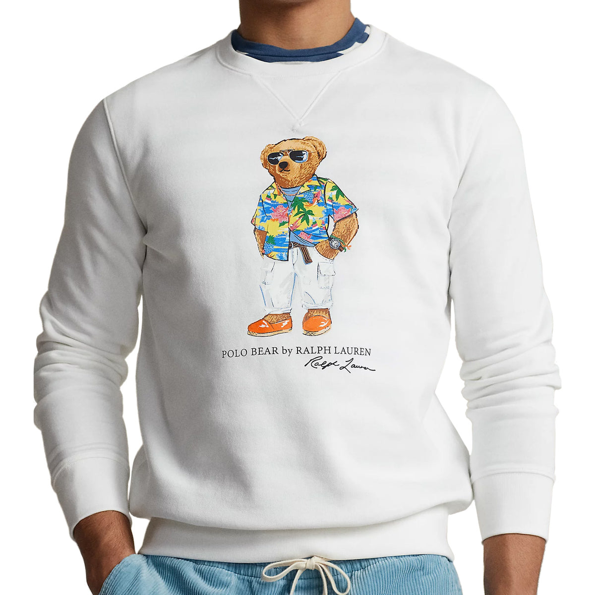 POLO RALPH LAUREN Felpa Orsetto Uomo White Beach Club Bear 710853308 032 SP24 WHITE BEACH CLUB BEAR 