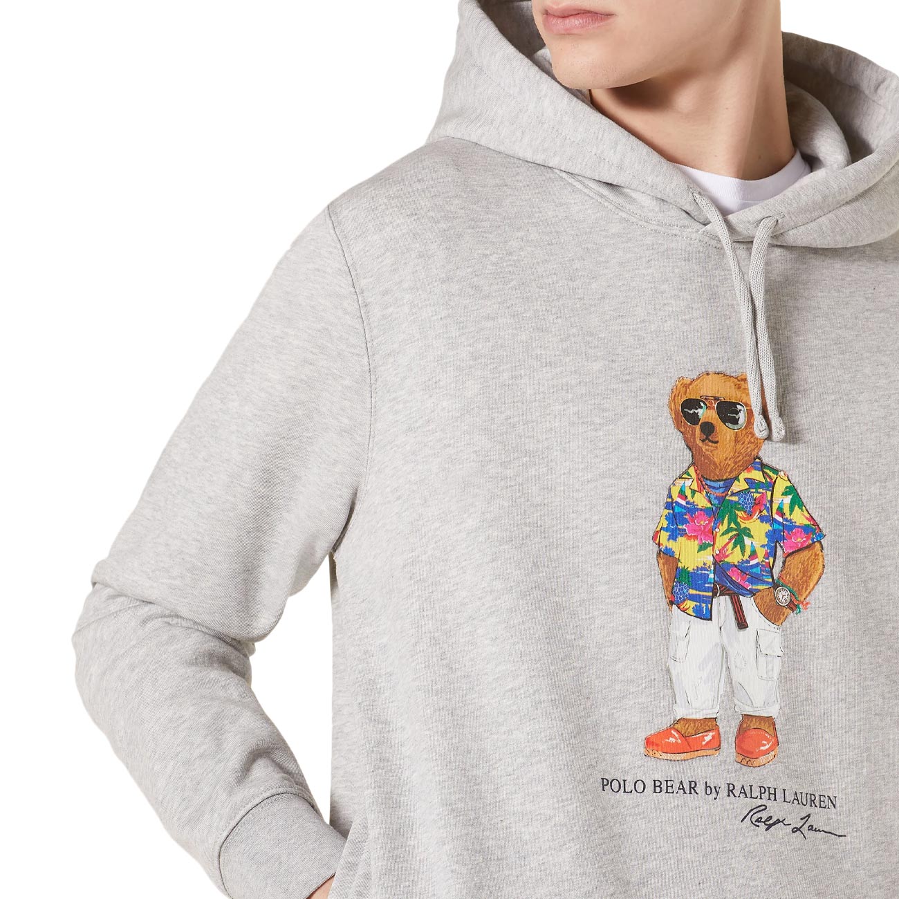 POLO RALPH LAUREN Felpa Orsetto Patch Uomo Andover Beach 710853309 036 SP24 ANDOVER HTHR BEACH BE 