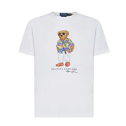POLO RALPH LAUREN T-Shirt Orsetto Patch Uomo White Beach Club Bear 710854497 032 SP24 WHITE BEACH CLUB BEAR 