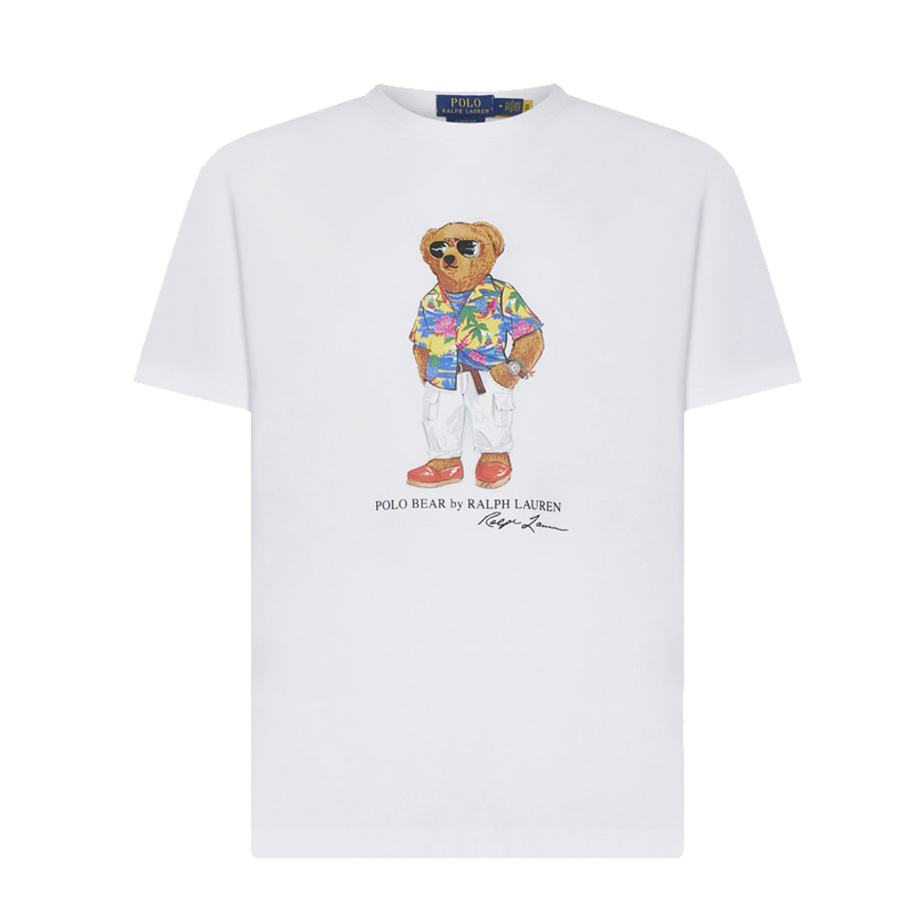 POLO RALPH LAUREN T-Shirt Orsetto Patch Uomo White Beach Club Bear 710854497 032 SP24 WHITE BEACH CLUB BEAR 