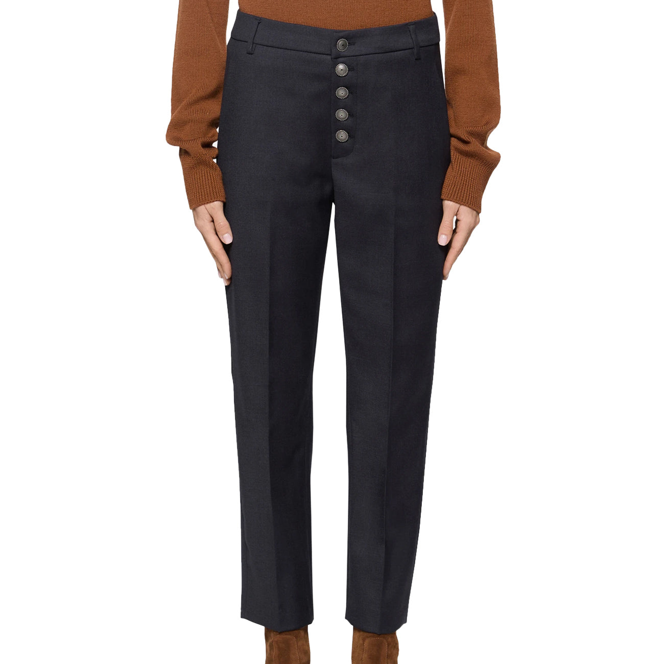 DONDUP Pantaloni Nima In Lana DP576 WF0178D XXX 890 BLU/BLACK 
