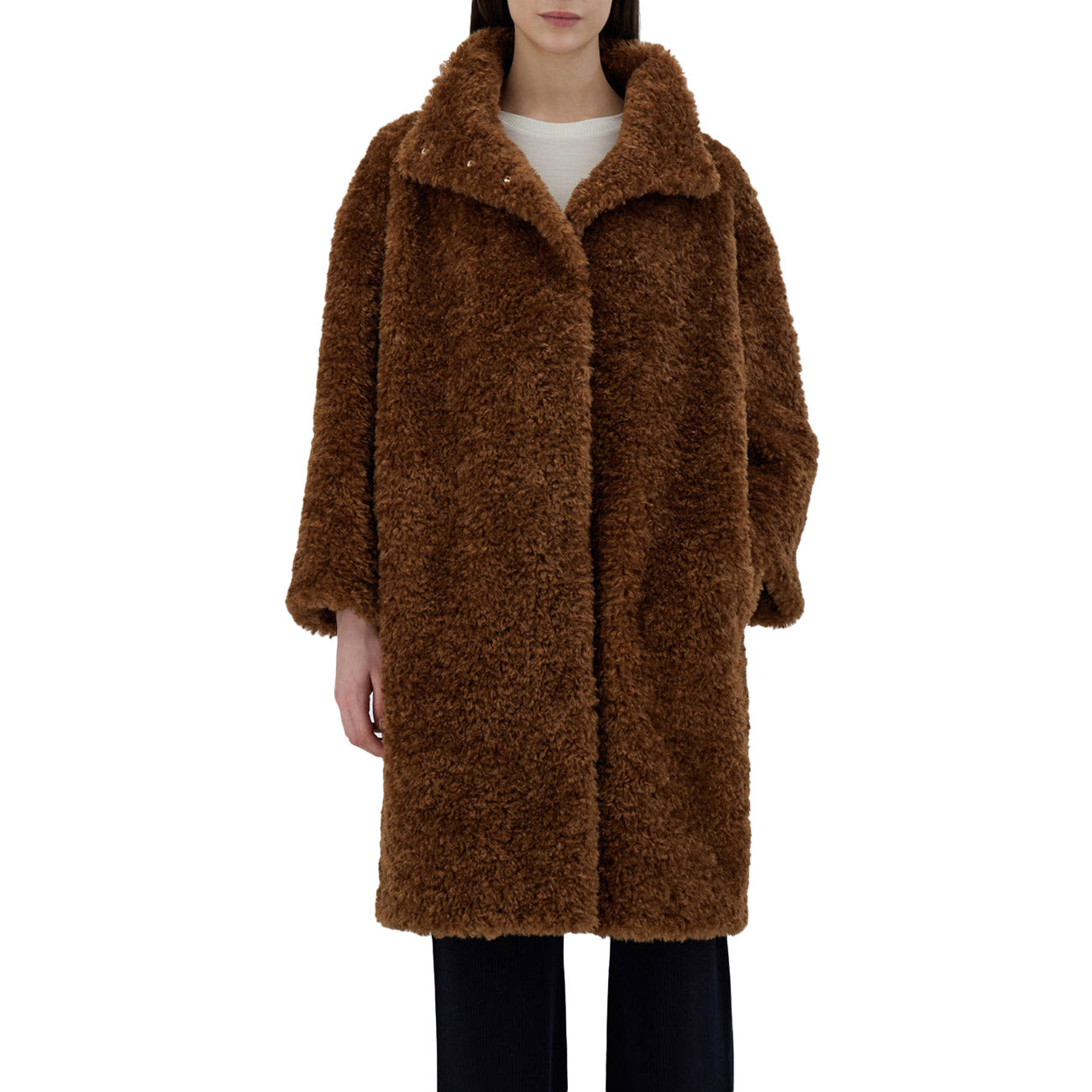 HERNO Cappotto In Curly Faux Fur Donna Caramello GC000456D12421 8030 CARAMELLO 
