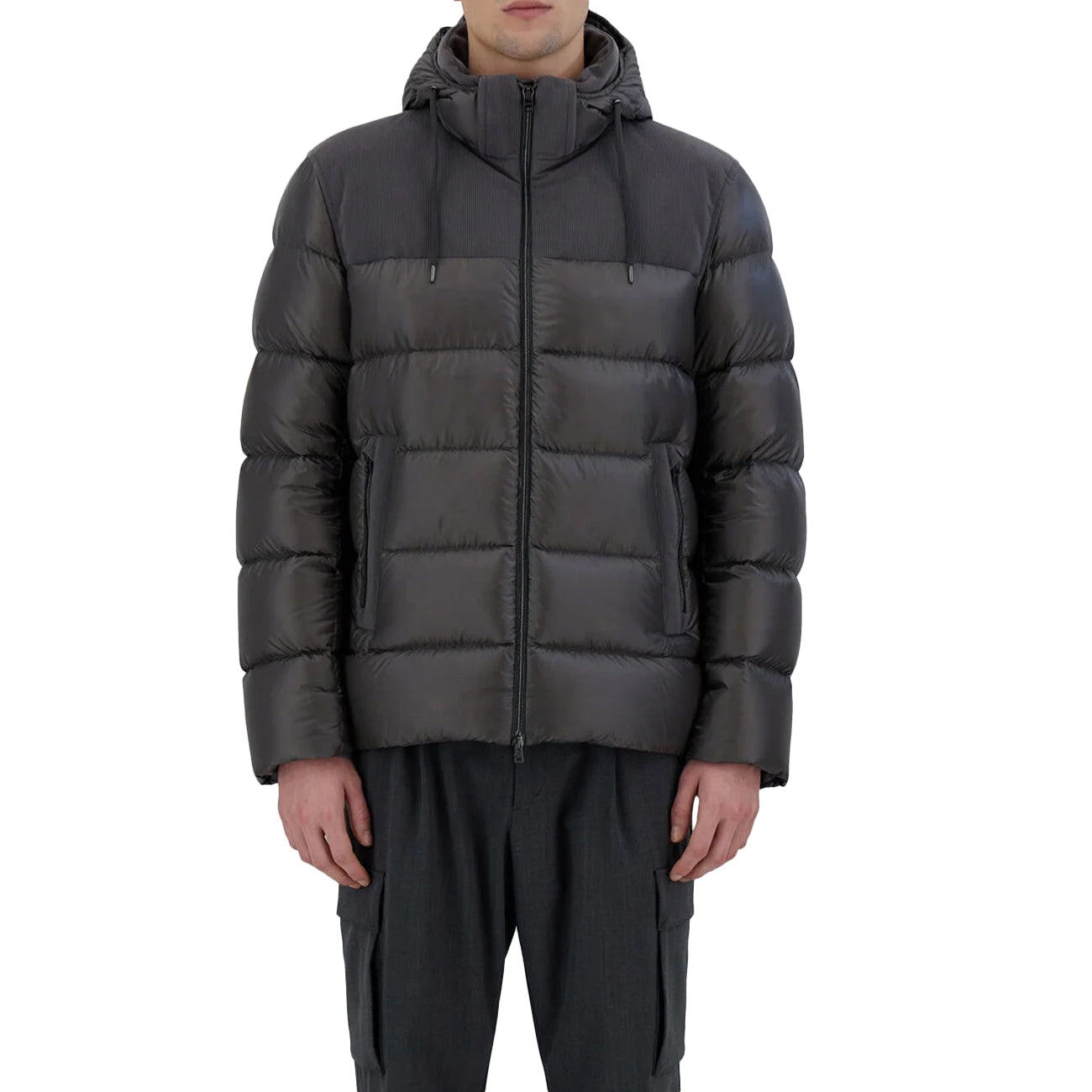 HERNO Bomber In Nylon E Linen Velluto Uomo Grigio Scuro PI001178U12020Z 9478 GRIGIO SC. 