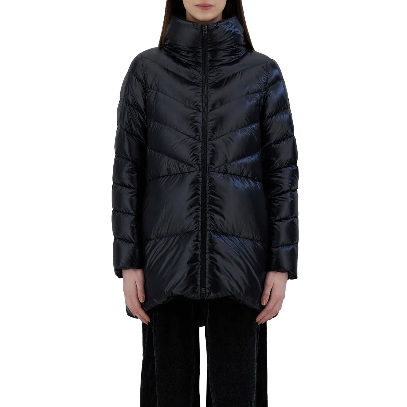 HERNO Piumino A-Shape In Nylon Donna Nero PI001955D12017Z 9300 NERO 
