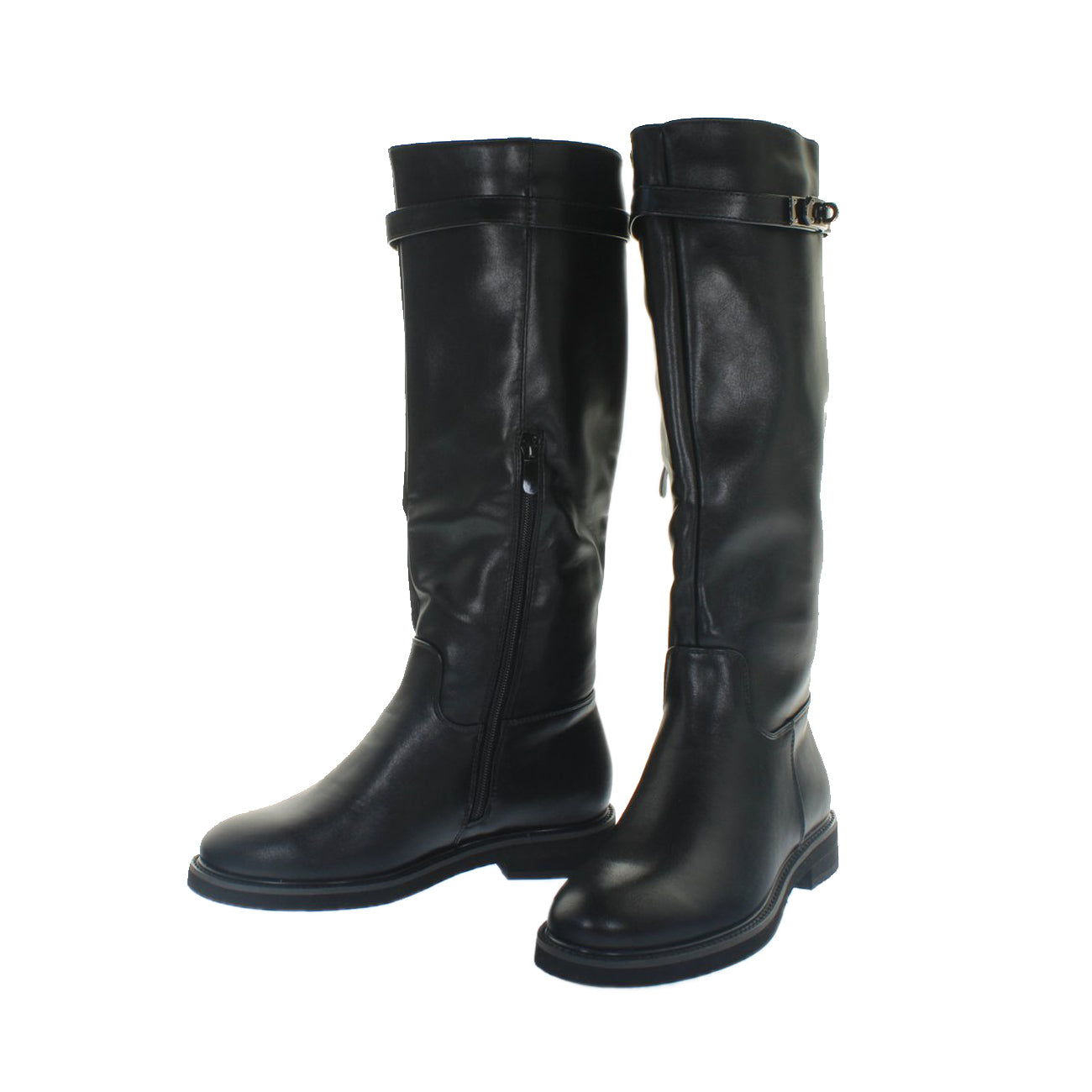 Stivali Alti Con Fibbia Sul Gambale Donna Nero 8313 NERO KHARISMA 