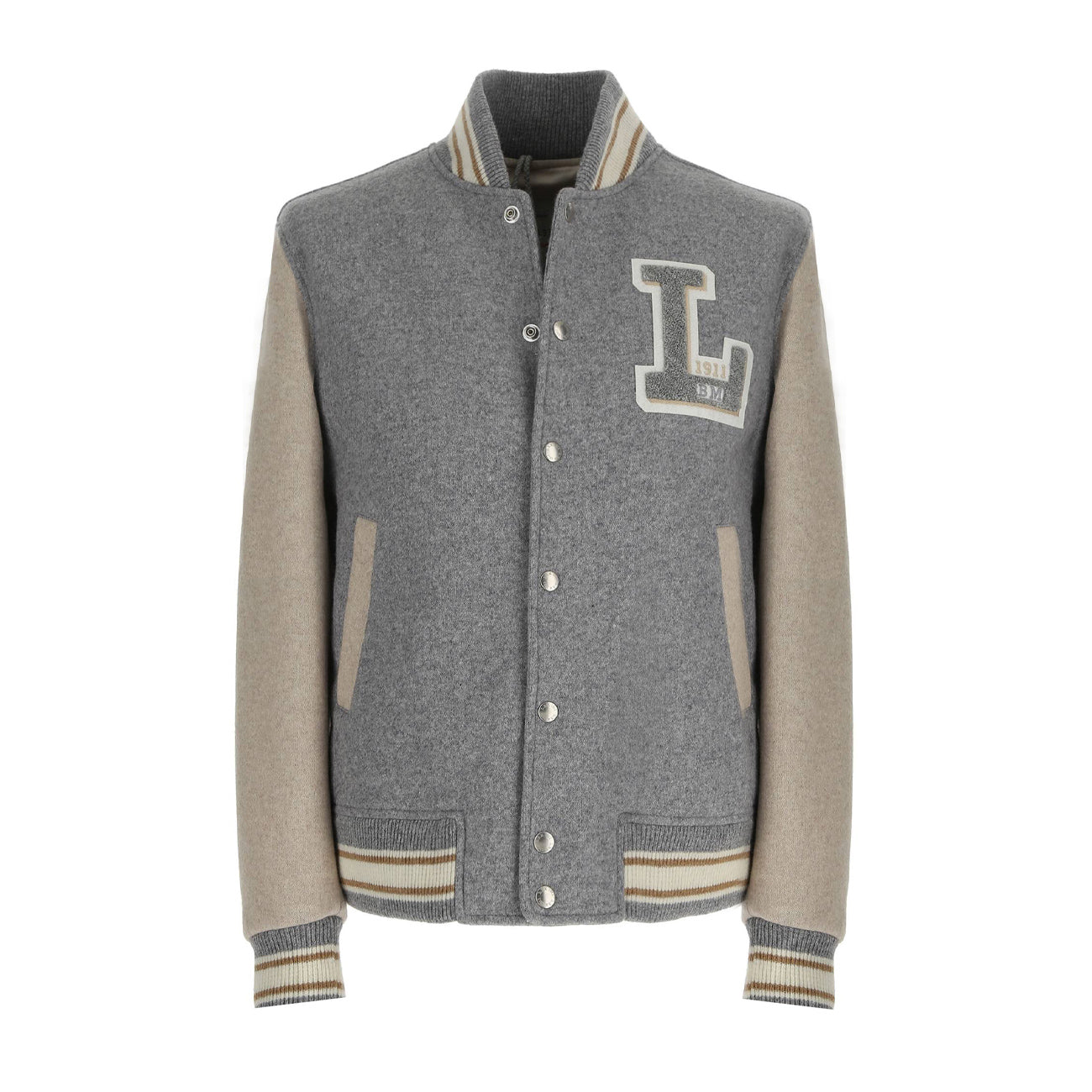 L.B.M.1911. Bomber College In Jersey Uomo Grigio/Beige 9378_S_35703 1 GRIGIO/BEIGE 