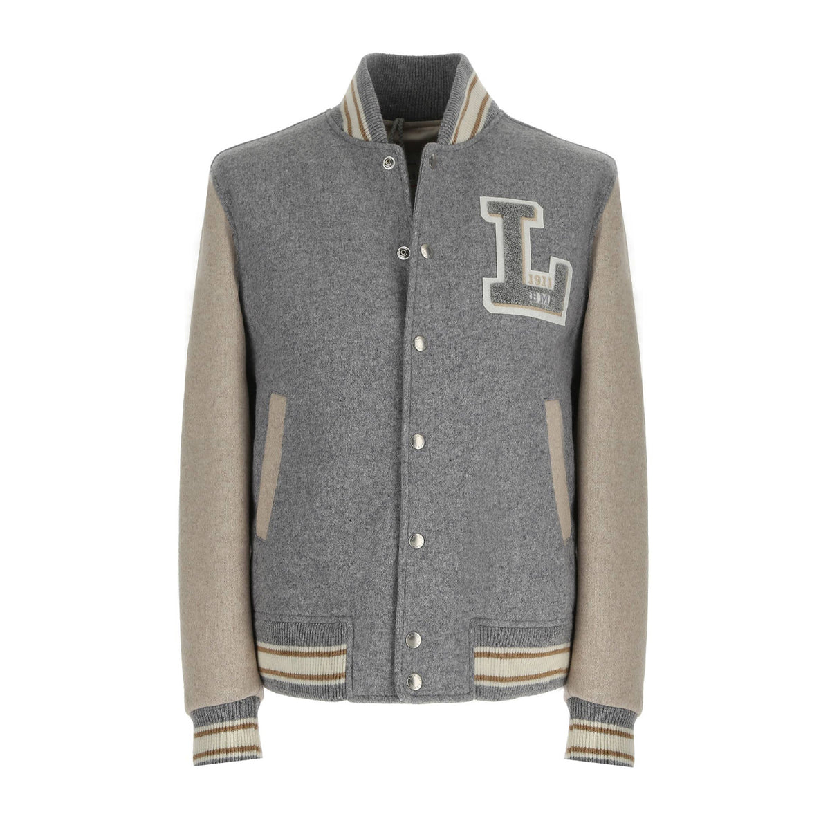 L.B.M.1911. Bomber College In Jersey Uomo Grigio/Beige 9378_S_35703 1 GRIGIO/BEIGE 